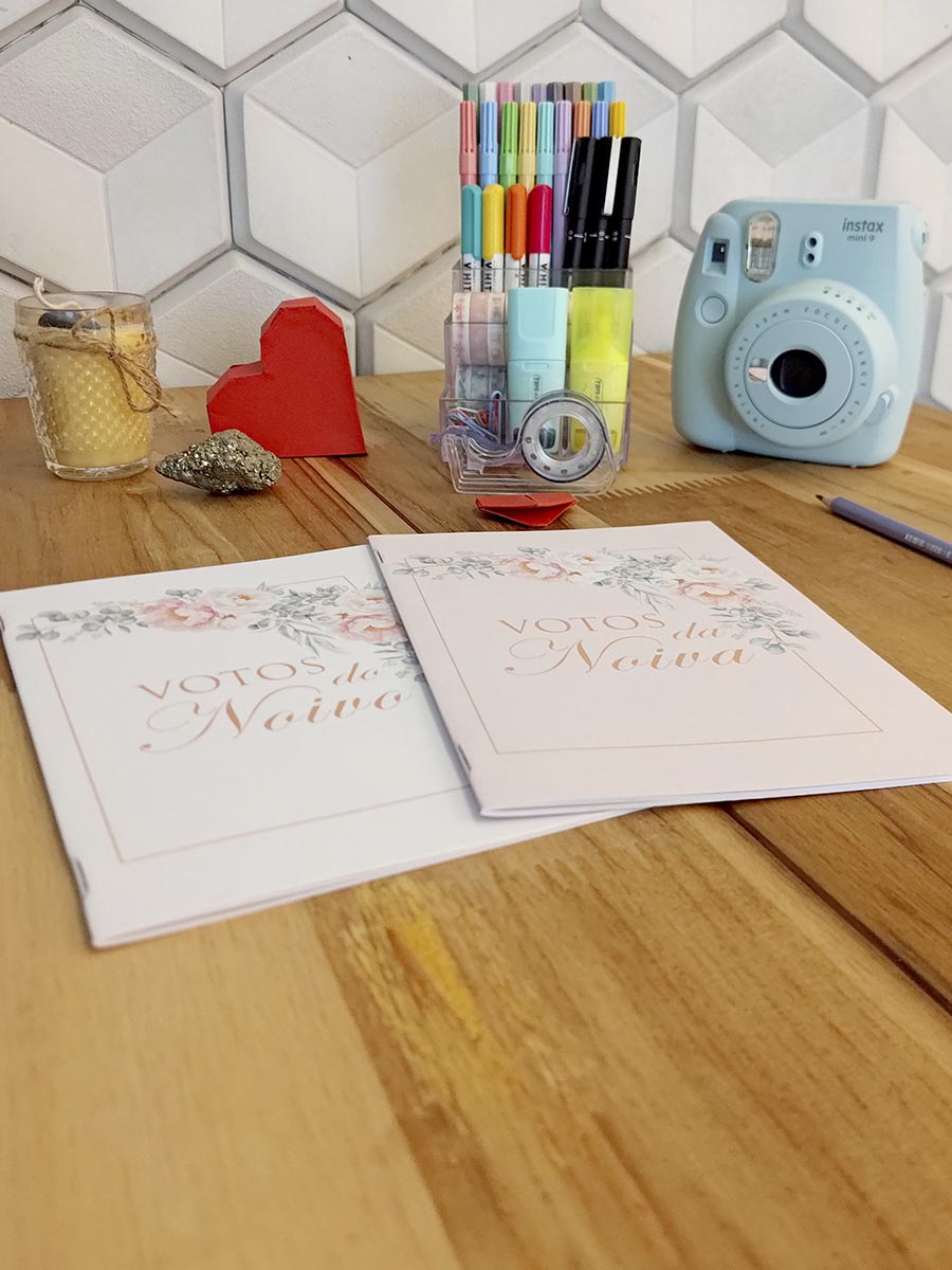 Coleção Amor que Floresce - Kit Cadernos de votos noivo e noiva