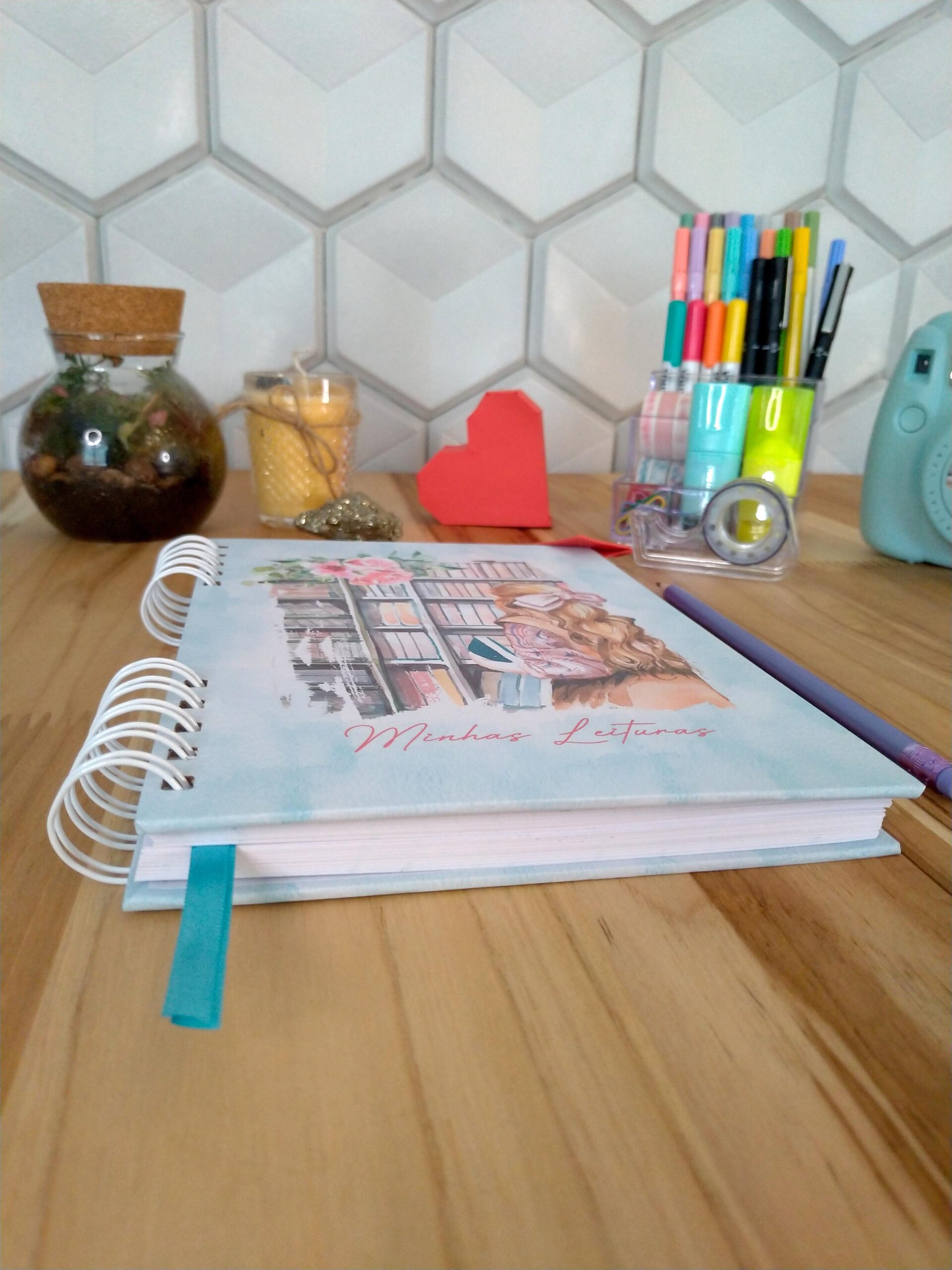 Caderno de leitura aquarela personalizado