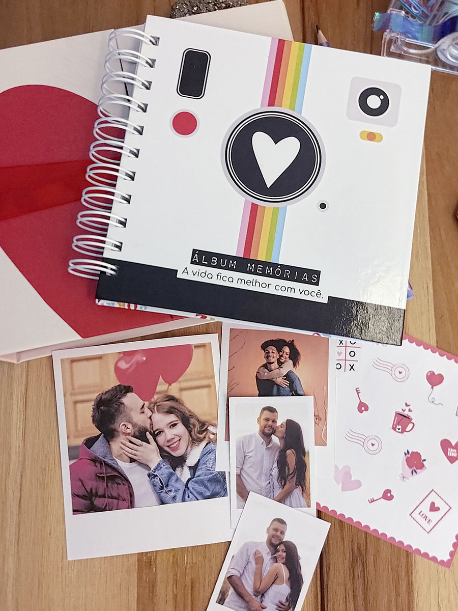 Kit Instantes - Álbum de fotos com caixa e adesivos - Imagem 2