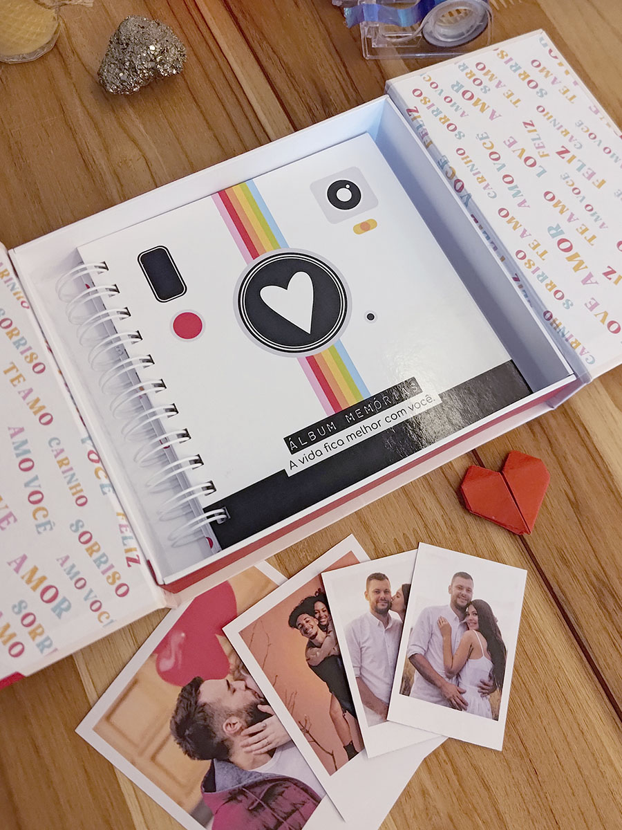Kit Instantes - Álbum de fotos com caixa e adesivos - Imagem 3