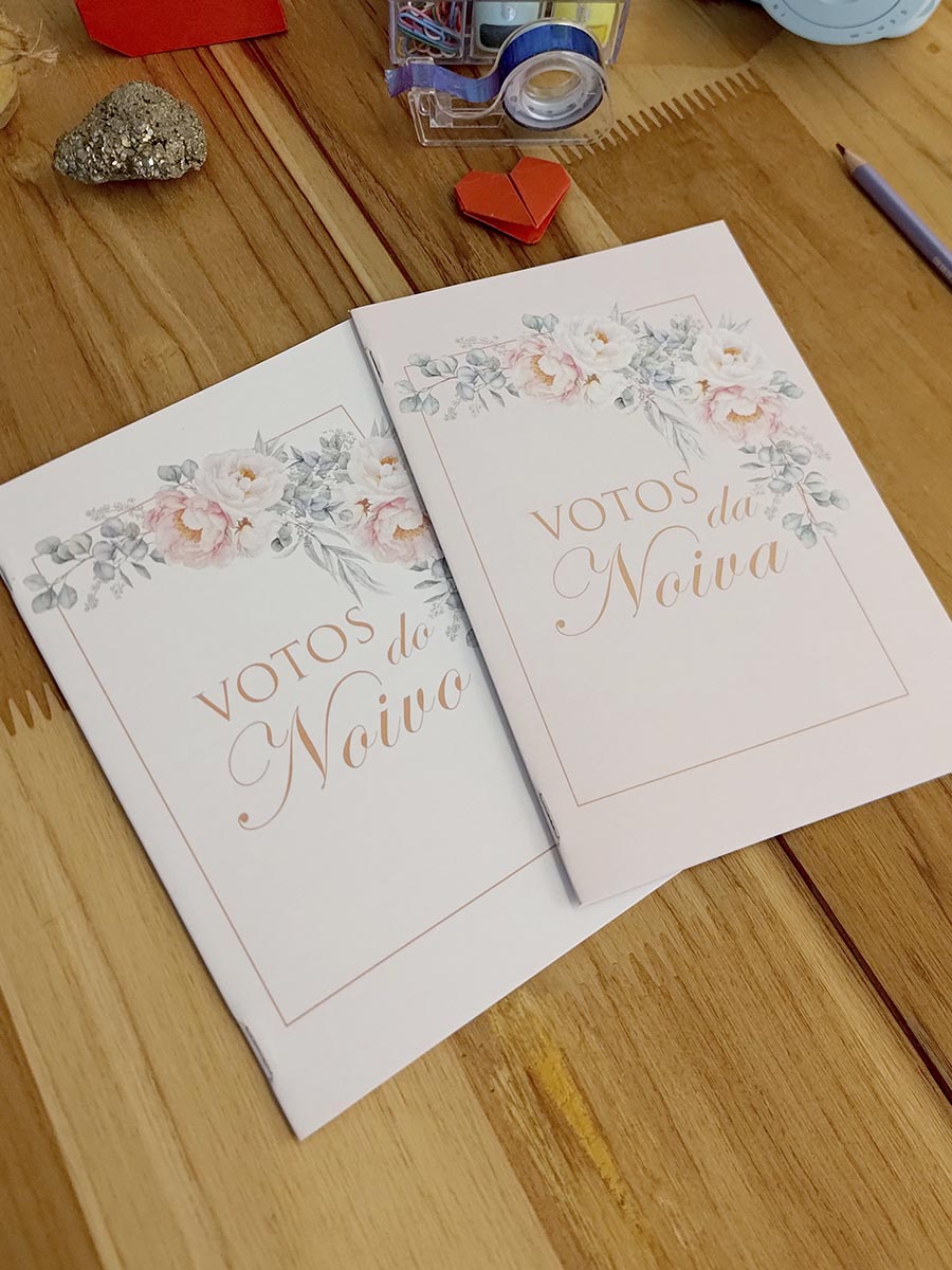 Pronta Entrega - Kit Cadernos de votos noivo e noiva - Imagem 2