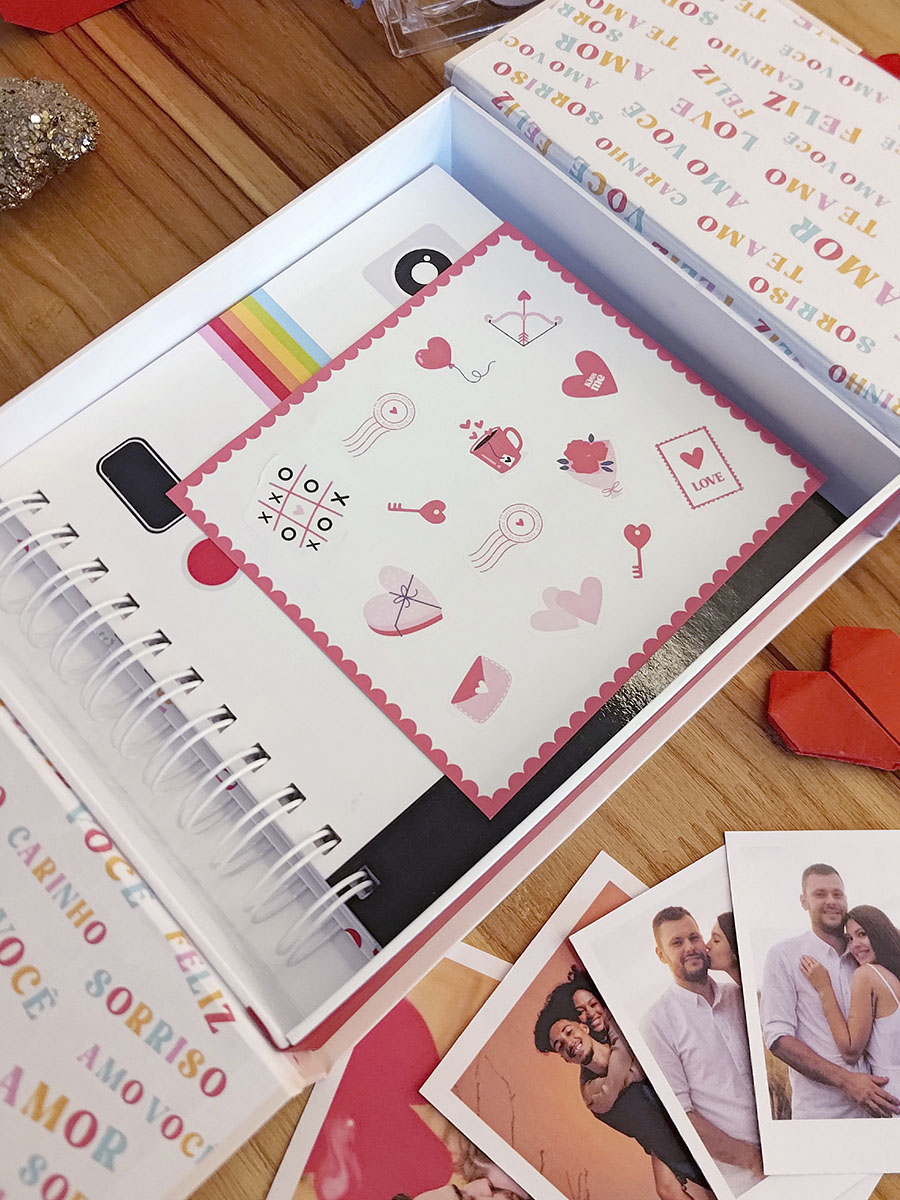 Kit Instantes - Álbum de fotos com caixa e adesivos - Imagem 4
