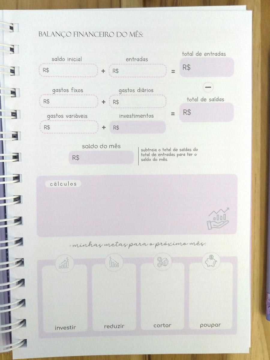 Planner financeiro permanente colorido ou neutro personalizado - Imagem 24
