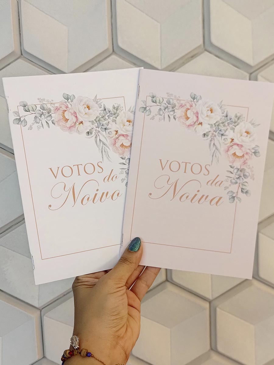 Pronta Entrega - Kit Cadernos de votos noivo e noiva - Imagem 7