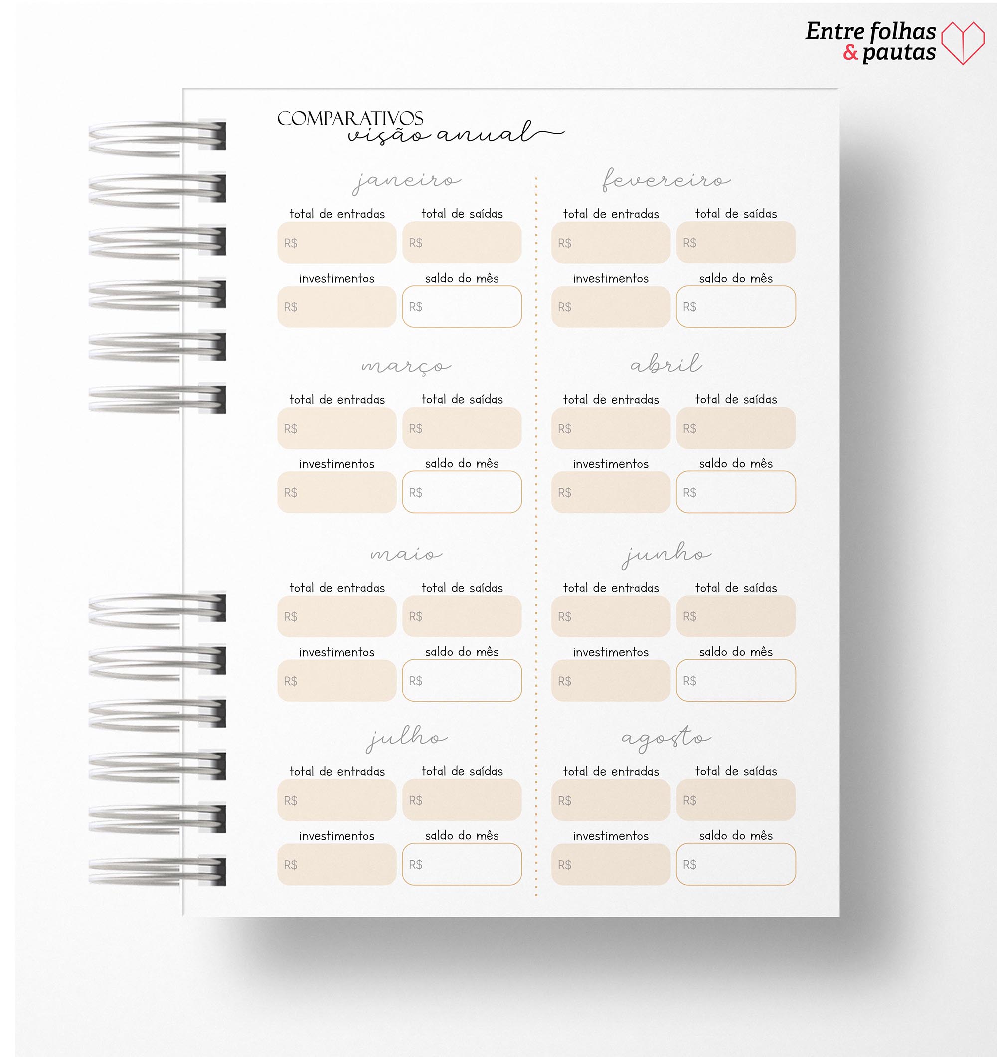 Planner financeiro permanente colorido ou neutro personalizado - Imagem 44