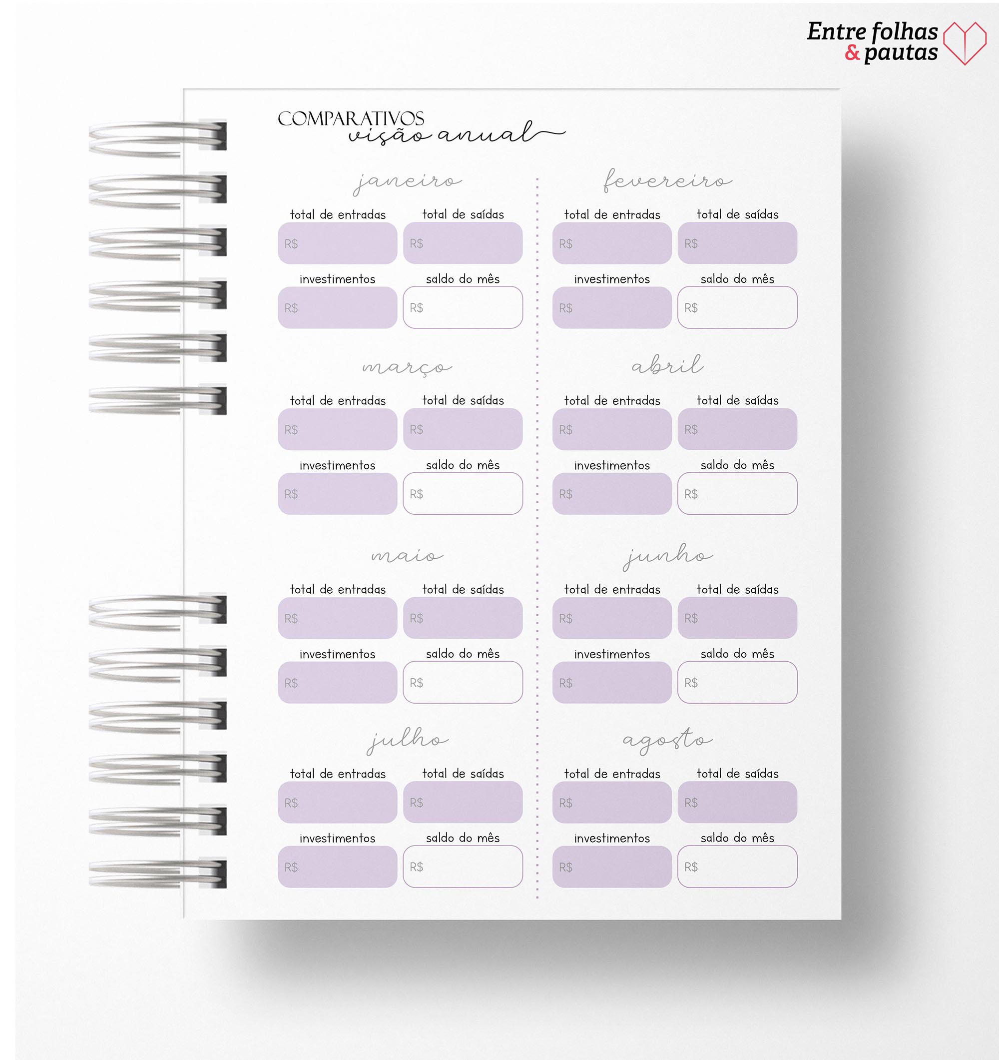 Planner financeiro permanente colorido ou neutro personalizado - Imagem 43