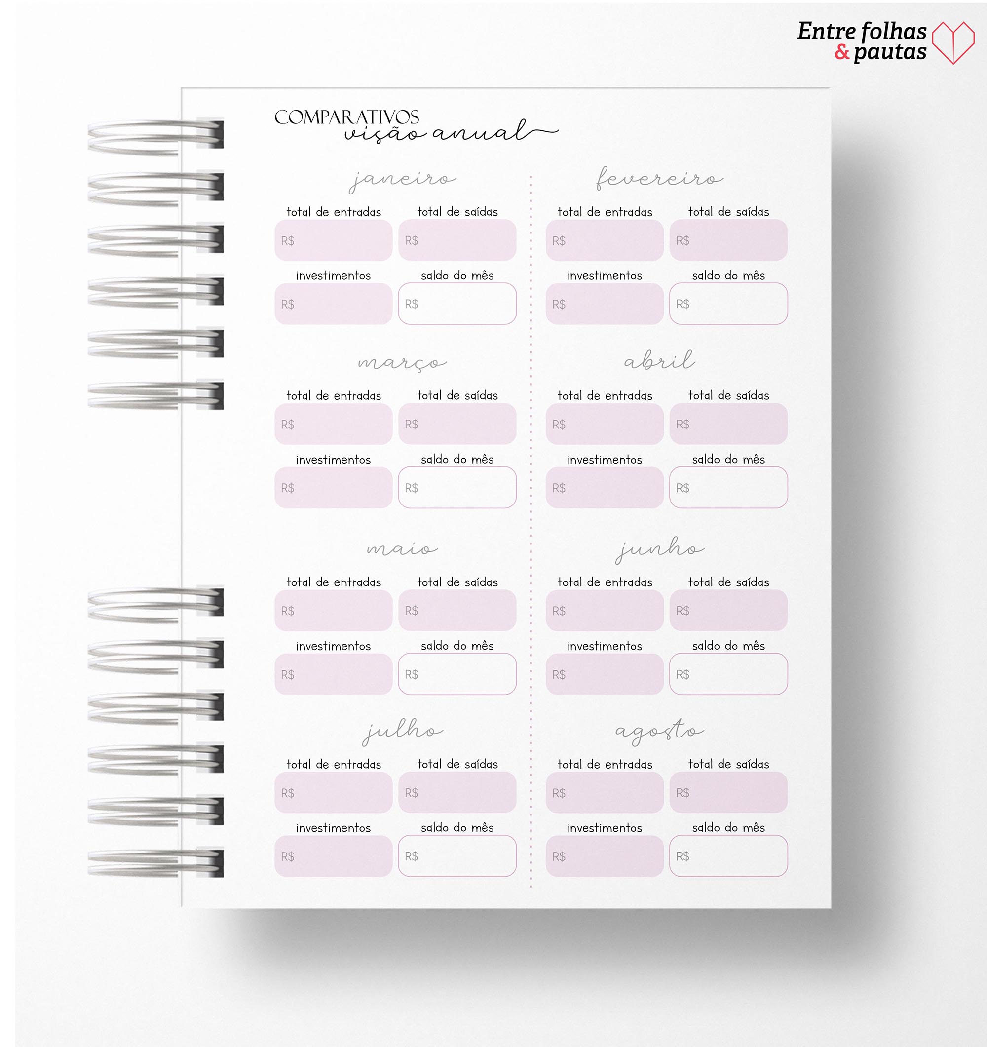 Planner financeiro permanente colorido ou neutro personalizado - Imagem 42