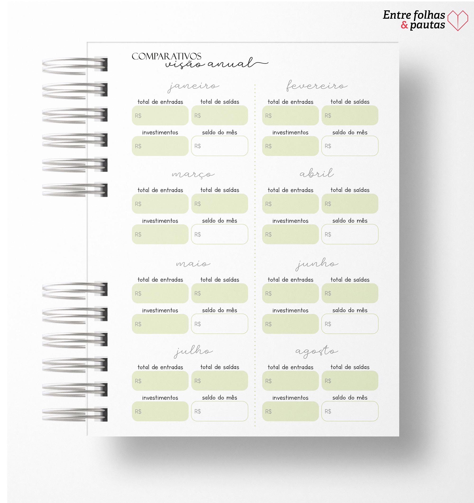 Planner financeiro permanente colorido ou neutro personalizado - Imagem 41